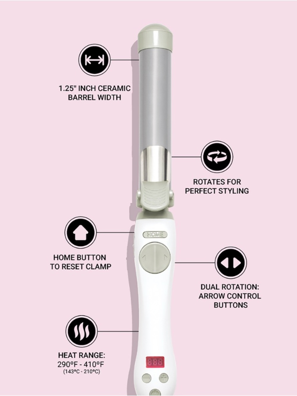1.25" Ceramic Barrel Curling Iron Beachwaver S1- White
